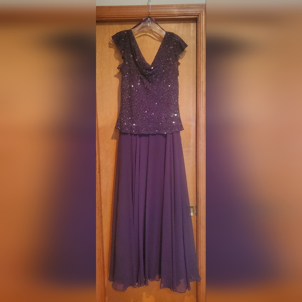 J Kara formal, long plum dress in size 8.